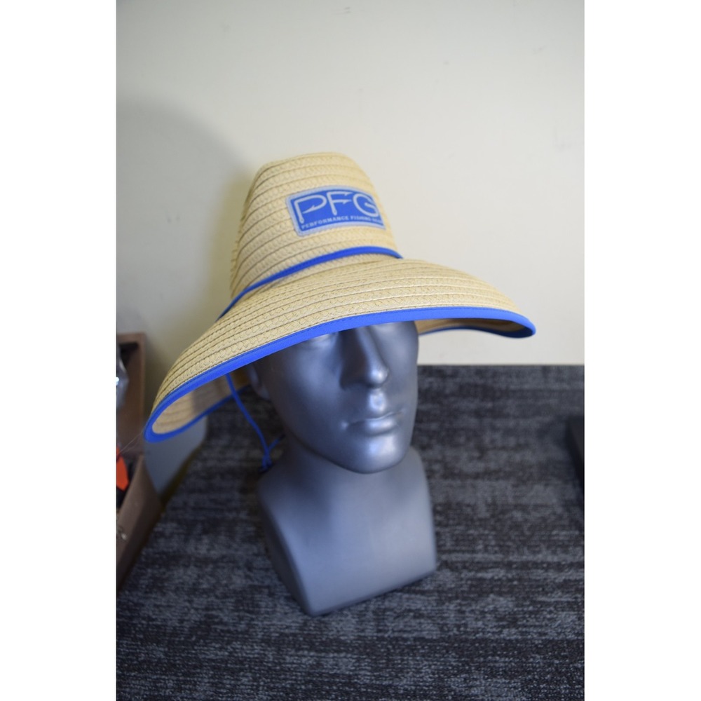Columbia PFG Straw Lifeguard Hat Oversized Wide Sun Brim Gardening Fishing S M
